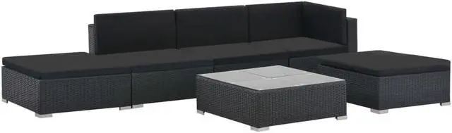Alt view image 3 of 7 - vidaXLPatio Sofa Set Sectional Sofa Patio Furniture 6 Piece Poly Rattan Black