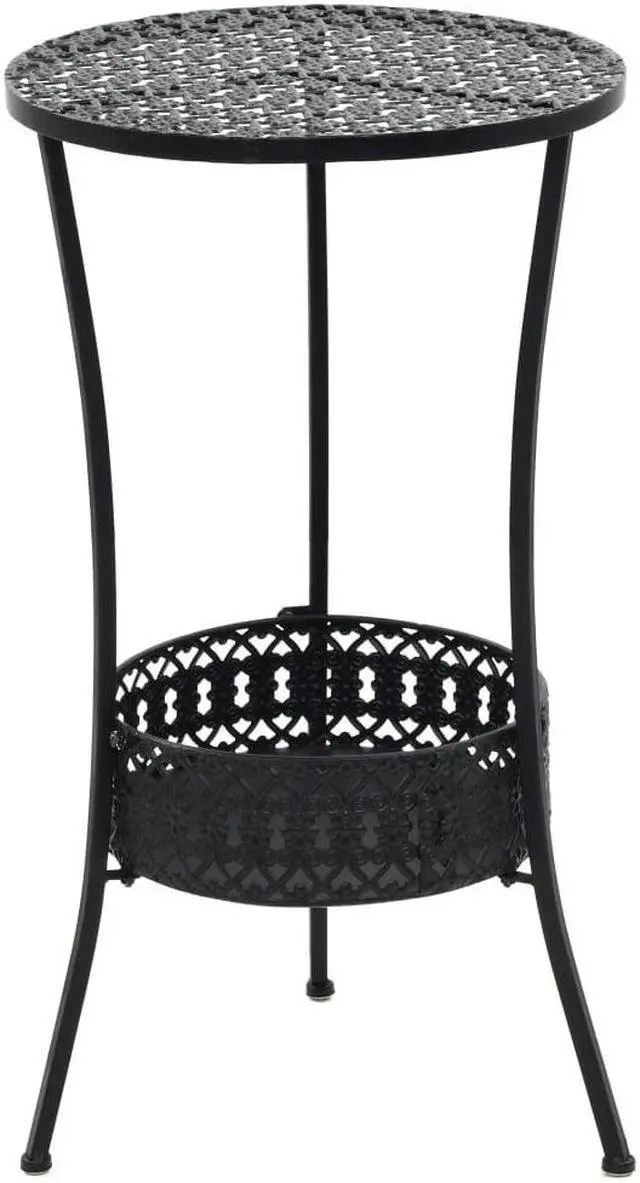 Alt view image 8 of 13 - vidaXL Bistro Table Patio Table with Storage Garden Outdoor Side Table Metal