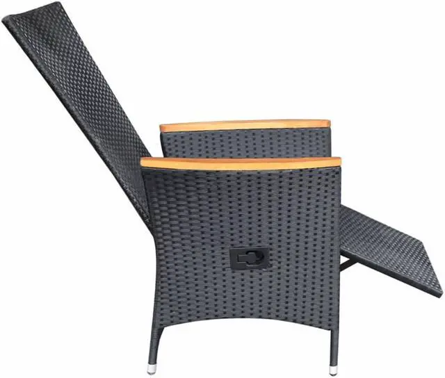 Alt view image 12 of 13 - vidaXL Reclining Garden Chairs 2 pcs with Cushions Poly Rattan Black