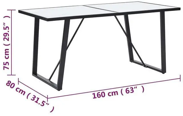 Alt view image 4 of 6 - vidaXL Dining Table Kitchen Table Home Dining Room Table White Tempered Glass
