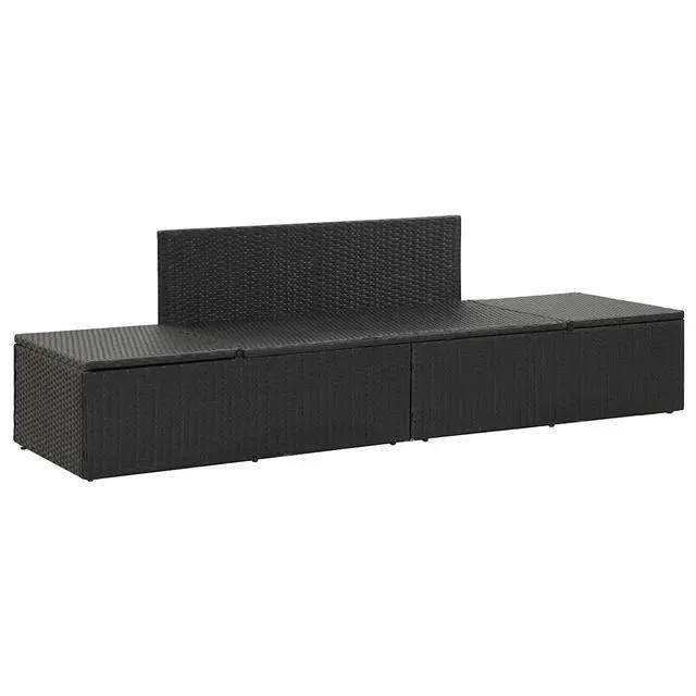 Alt view image 14 of 14 - vidaXL Poly Rattan Patio Lounge Chair, Sunbed, Outdoor Sofa with Adjustable Both Ends, Included Cushions & Pillows, Washable Cushion Cover, Sturdy Steel Frame, 76.8"x23.6"x23.6" Black