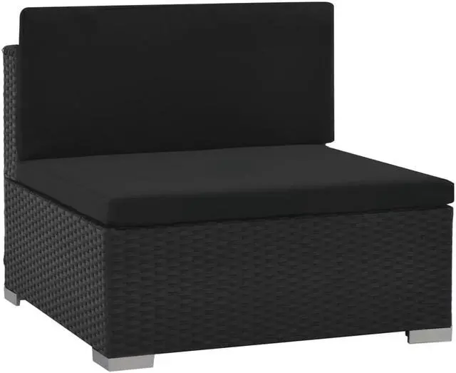 Alt view image 7 of 7 - vidaXLPatio Sofa Set Sectional Sofa Patio Furniture 6 Piece Poly Rattan Black