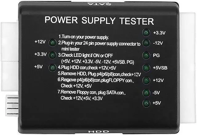 Alt view image 6 of 7 - PC Computer 20/24 Pin Power Supply Tester With PSU ATX SATA HDD Connectors