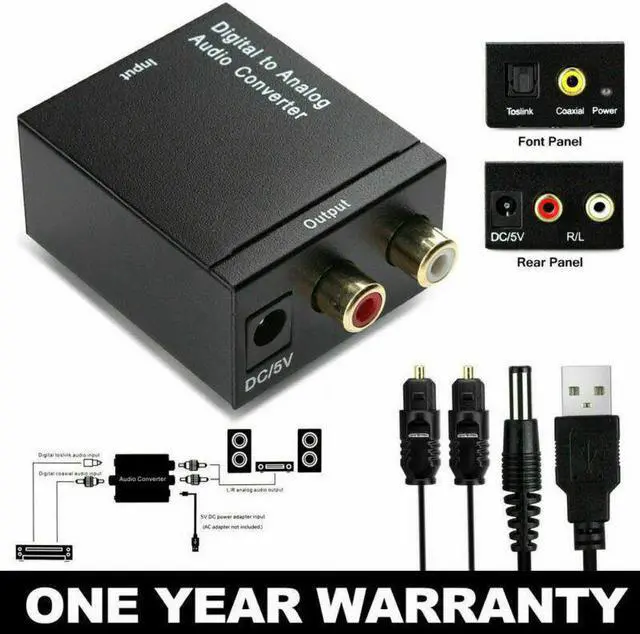 Main image of 3.5mm Digital to Analog Audio Converter Adapter W/ Fiber Cable RCA Out optical