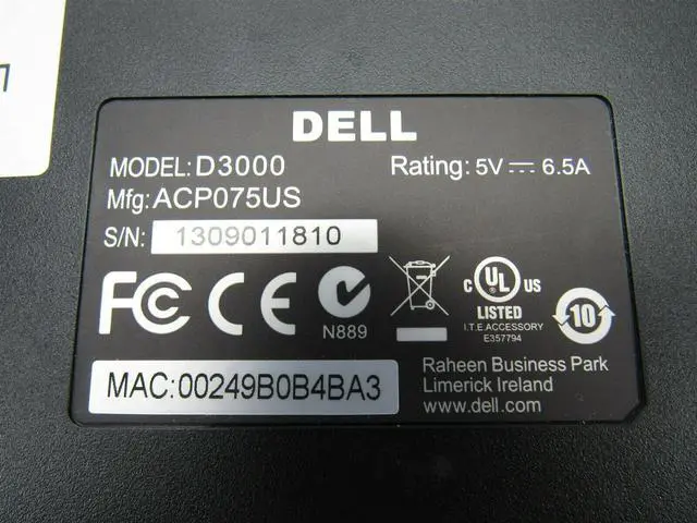 Alt view image 5 of 8 - Dell D3000 SuperSpeed USB 3.0 Docking Station J22N2  No Adapter