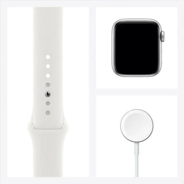 Alt view image 3 of 8 - Apple Watch SE 40mm Silver Aluminum - White Sport Band MYDM2LL/A
