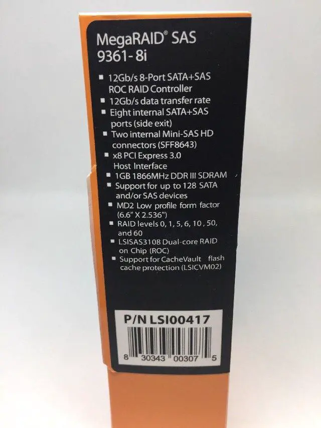 Alt view image 2 of 2 - LSI LSI00417 / MEGARAID SINGLE 8PORT SATA SAS PCIE 3.0 INT 1GB DDR 12GB/S