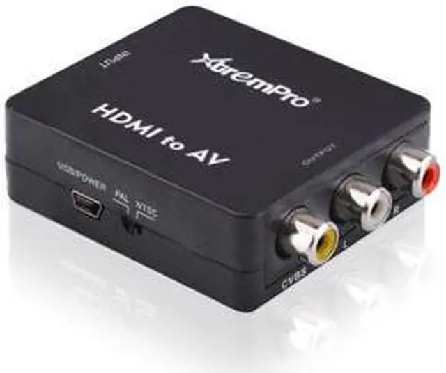 Main image of XtremPro HDMI to AV Converter, HDMI to RCA, 3RCA 1080p AV CVBS Composite Video Audio Converter Adapter Supt PAL, NTSC, USB Charge Cable for HD Camara, PC, Laptop, HD DVD, Projector etc - Black (61085)