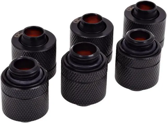Alt view image 4 of 7 - Alphacool HF G1/4" to 10mm ID, 13mm OD Compression Fitting for Soft Tubing, Deep Black, 6-pack