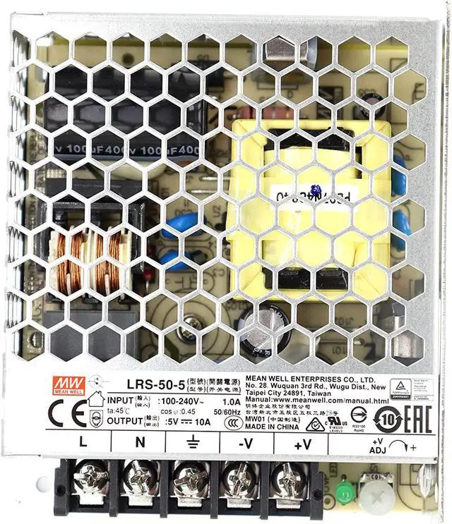 Alt view image 2 of 3 - LRS-50-5 Switching Power Supply, Single Output, 5V, 10A, 50W, 3.9" L x 3.23" W x 1.18" H