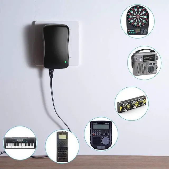 Alt view image 3 of 7 - Universal Power Supply AC to DC 3V 4.5V 5V 6V 7.5V 9V 12V Multi Voltage Power Adapter with 8 Plugs for Center Negative(-) Tip Negative Effects Pedals Keyboards Instrument - 2A Max