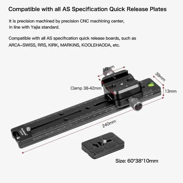 Alt view image 4 of 7 - 240mm Quick Release Plate Arca Swiss Compatible