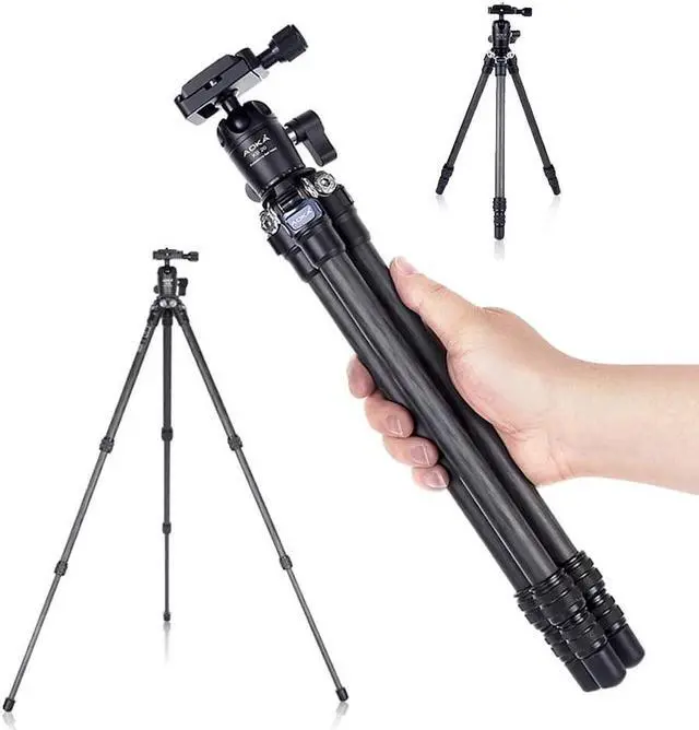 Main image of 28in/1.1lb Mini Portable Carbon Fiber Tripod, Lightweight Compact Travel Tabletop Tripod Stand for PhoneCameraCamcorderProjectorWebcam, with Metal Phone Mount & Center Column