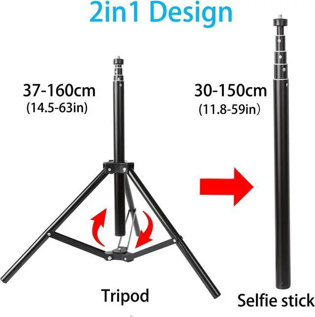 Alt view image 2 of 7 - PellKing 2in1 Tripod Extension Rod 59in Adjustable Selfie Stick with Phone Clip for DJI OM4 SE 5/Osmo Mobile 6 3 2/Feiyu Zhiyun and More Hand Held Gimbal Stabilizer Accessories