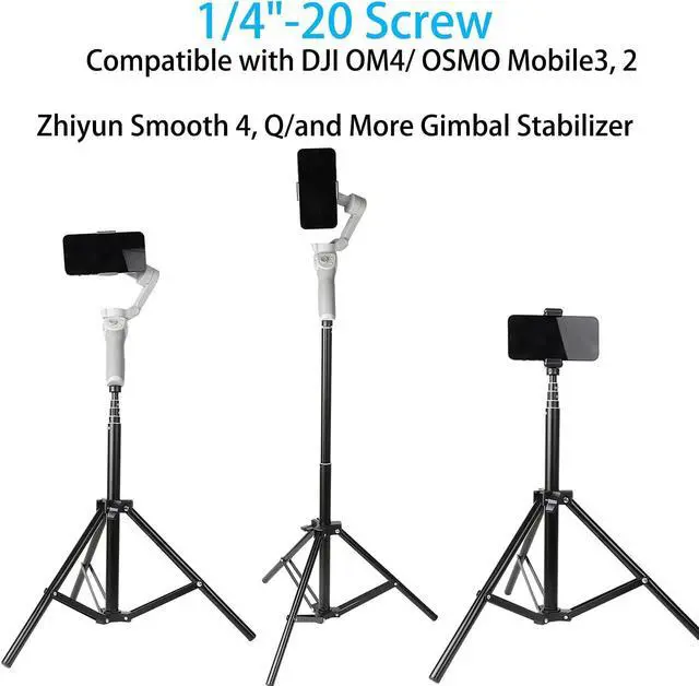 Alt view image 3 of 7 - PellKing 2in1 Tripod Extension Rod 59in Adjustable Selfie Stick with Phone Clip for DJI OM4 SE 5/Osmo Mobile 6 3 2/Feiyu Zhiyun and More Hand Held Gimbal Stabilizer Accessories