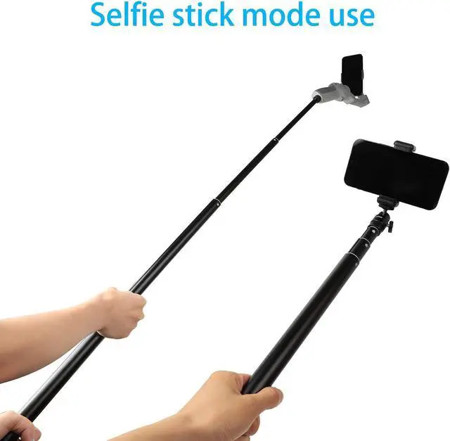 Alt view image 6 of 7 - PellKing 2in1 Tripod Extension Rod 59in Adjustable Selfie Stick with Phone Clip for DJI OM4 SE 5/Osmo Mobile 6 3 2/Feiyu Zhiyun and More Hand Held Gimbal Stabilizer Accessories