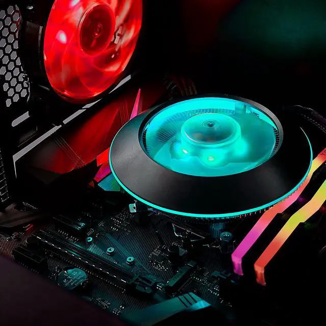 Alt view image 13 of 20 - Cooler Master MasterAir G100M RGB Top Down Low Profile Mini ITX CPU Air Cooler, Copper Heat Column Base, Aluminum Fins, 92mm RGB Ring Fan, RGB Lighting for AMD Ryzen/Intel LGA1200/1151