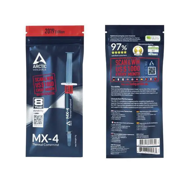 Alt view image 2 of 6 - ARCTIC MX-4 2019 Edition - Thermal Compound Paste - Carbon Based High Performance - Heatsink Paste - Thermal Compound CPU for All Coolers, Thermal Interface Material - High Durability - 4 Grams
