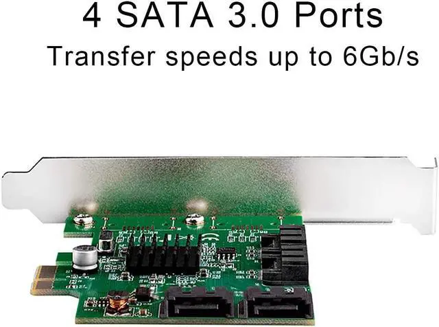 Alt view image 11 of 14 - I/O Crest 4 Port SATA III PCI-e 2.0 x1 Controller Card Marvell 9215 Non-Raid with Low Profile Bracket SI-PEX40064