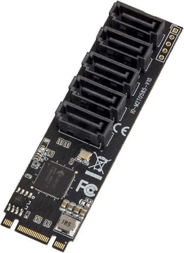 Main image of IO CREST Internal 5 Port Non-Raid SATA III 6GB/s M.2 B+M Key Adapter Card for Desktop PC Support SSD and HDD. JMB585 Chipset