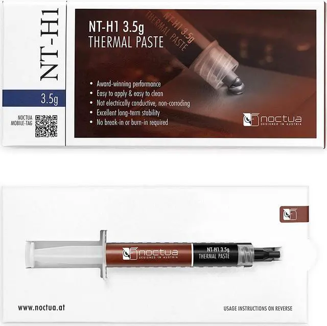 Alt view image 2 of 3 - Noctua NT-H1 3.5g, Pro-Grade Thermal Paste for Computers, Consoles and Electronic Applications, Ultra-Low Thermal Impedance on Processors and Graphics Cards, Works with All Heat Sinks
