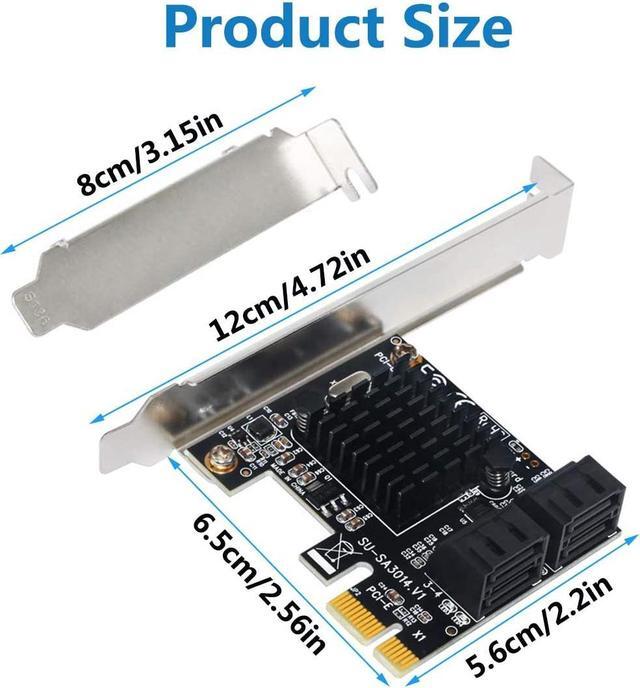 Alt view image 6 of 7 - ZYT PCIe SATA Card, 4 Port with 4 SATA Cable, SATA Controller Expansion Card with Low Profile Bracket, Marvell 9215 Non-Raid, Boot as System Disk, Support 4 SATA 3.0 Devices(ZYT-SA3014)