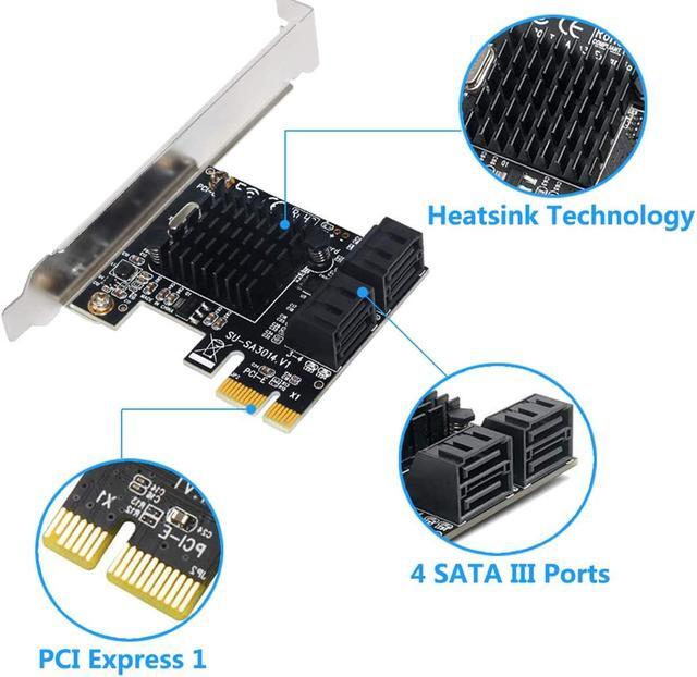 Alt view image 3 of 7 - ZYT PCIe SATA Card, 4 Port with 4 SATA Cable, SATA Controller Expansion Card with Low Profile Bracket, Marvell 9215 Non-Raid, Boot as System Disk, Support 4 SATA 3.0 Devices(ZYT-SA3014)
