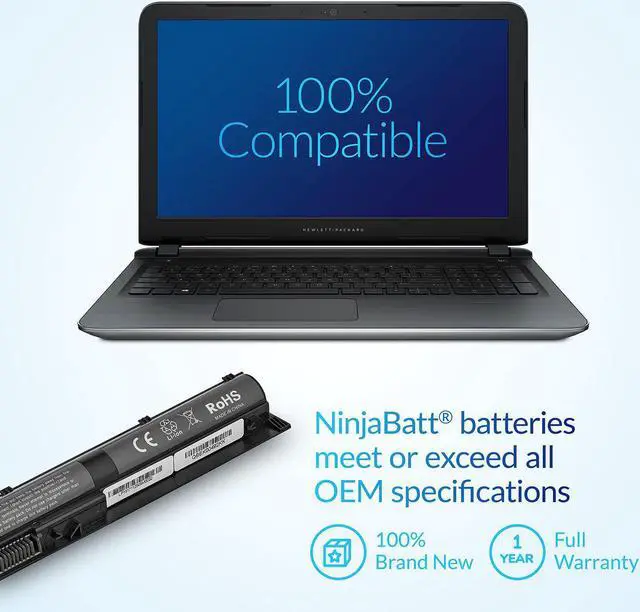 Alt view image 5 of 7 - NinjaBatt Battery for HP 800049-001 K104 800010-421 KI04 KIO4 HSTNN-LB6R 17-G121WM TPN-Q160 TPN-Q158 TPN-159 TPN-Q161 TPN-Q162 HSTNN-DB6T HSTNN-LB6S - High Performance [4 Cells/2200mAh/33Wh]