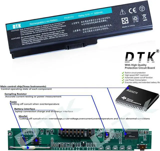 Alt view image 2 of 7 - PA3817U-1BRS PA3817U-1BAS Dtk Laptop Battery for Toshiba Computer PA3818U PA3819U-1BRS L755 C655 M645 L750P L600 L675 L675D L700 L745 L750D L755D M640 P745 Notebook