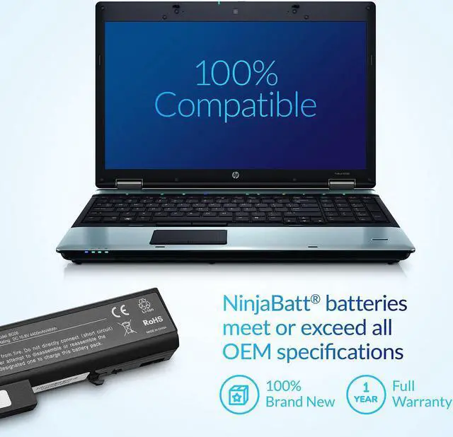 Alt view image 5 of 7 - NinjaBatt Battery for HP 8440P 6550B TD06 482962-001 486296-001 8440W 6440B 6930P 6450B 6735B 6445B 6455B 6540B 6545B 6555B 6730B 6530B 6535B TD09 593578-001 High Performance [6 Cells/4400mAh]