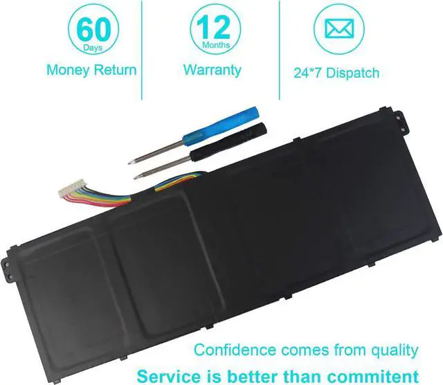 Alt view image 2 of 7 - AC14B8K Laptop Battery for Acer Aspire R5-471T R5-571T R5-571TG R5-571TG-7229 R7-371T N15W5 CB5-571 CB3-531 Swift 3 SF314-51 SF314-52 Nitro 5 AN515-51 AN515-52 AN515-53 Aspire 5 A515-51 4ICP5/57/80