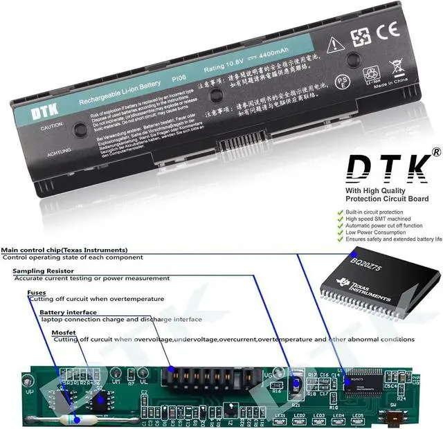 Alt view image 2 of 6 - PI06 P106 710416-001 710417-001 DTK Laptop Battery for HP Pavilion 14-E000 15-E000 17-E000 17-E100 Envy 15 15T 15Z 17 17Z M6-N010DX M7-J120DX Notebook