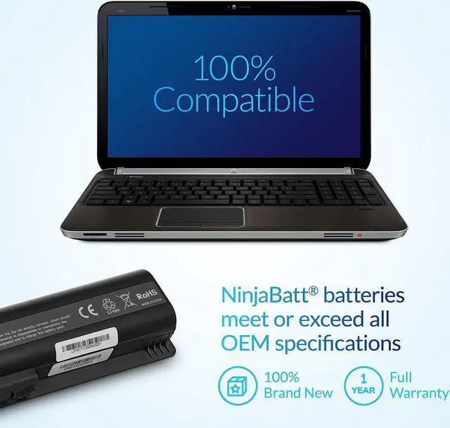 Alt view image 5 of 7 - NinjaBatt Battery for HP 484170-001 DV4 G71 CQ60 G60 DV5 484172-001 HSTNN-LB72 DV6-1030US DV5-1235DX 511884-001 G60-235DX 482186-003 485041-002 G60-535DX DV4-1000 HSTNN-CB72 DV6 [6 Cells/48Wh]