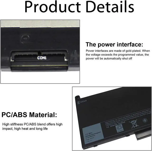 Alt view image 3 of 7 - J60J5 Laptop Battery for Dell Latitude E7270 E7470 Series Notebook P26S001 P61G001 R1V85 451-BBSX 451-BBSY 451-BBSU MC34Y 242WD PDNM2 0MC34Y 7.6V 55WH
