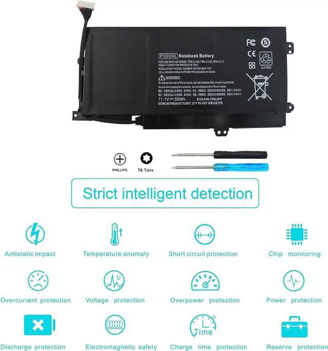 Alt view image 5 of 7 - PX03XL Notebook Battery for HP Envy 14 Touchsmart M6 M6-K M6-K125DX M6-K015DX M6-K025DX M6-K010DX M6-K022DX 14- K112NR 715050-001 714762-1C1 TPN-C109 TPN-C110 TPN-C111-12 Month Warranty