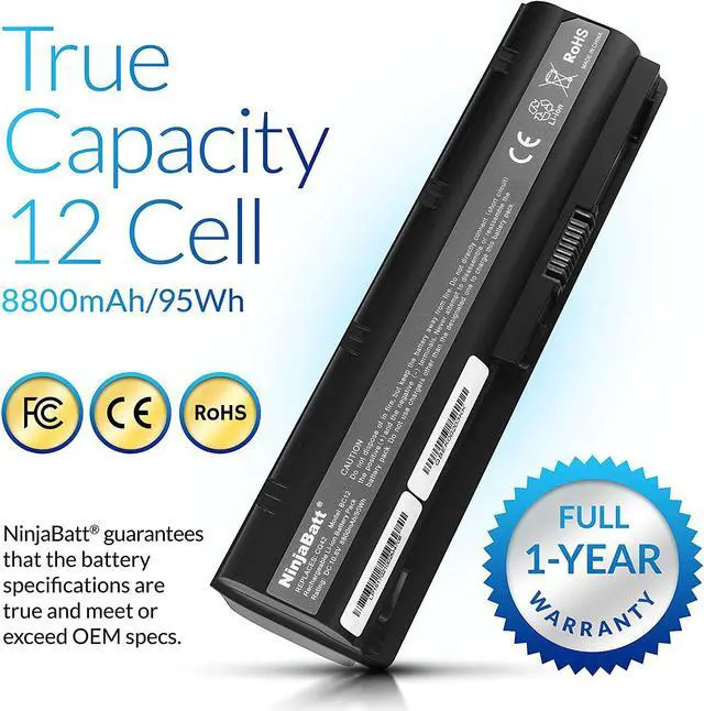 Alt view image 3 of 7 - NinjaBatt 12 Cells Battery for HP 593553-001 636631-001 593554-001 593550-001 MU12 593562-001 G62 CQ42 2000 G72 G7 G6 DM4 CQ56 CQ57 CQ62 HSTNN-Q62C G56 HSTNN-DB0W [Extended Life & Bigger Size]