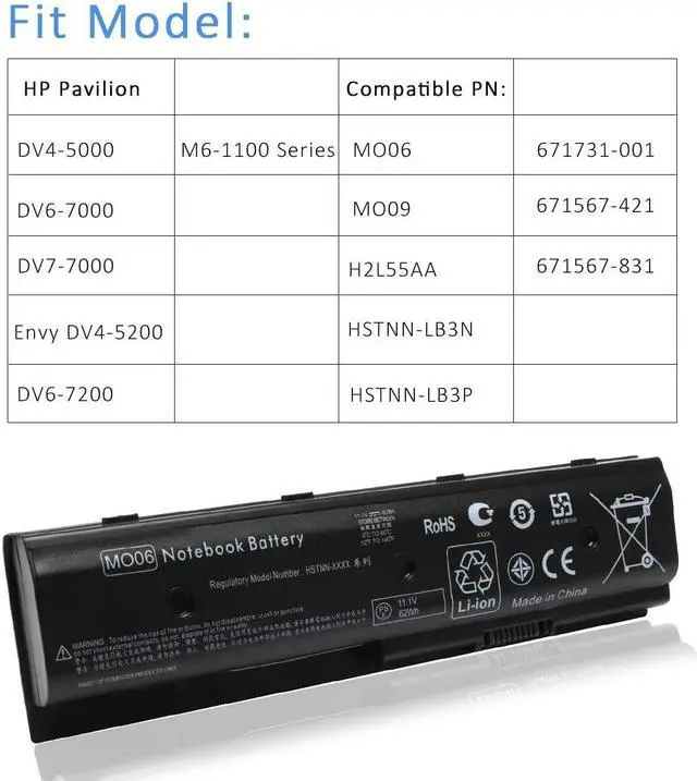Alt view image 5 of 7 - MO06 MO09 Laptop Notebook Battery for HP Pavilion DV4-5000 DV6-7000 DV7-7000 HP 672412-001 671731-001 671567-831 671567-421 HSTNN-YB3N HSTNN-LB3N HSTNN-LB3P HSTNN-UB3N TPN-W106