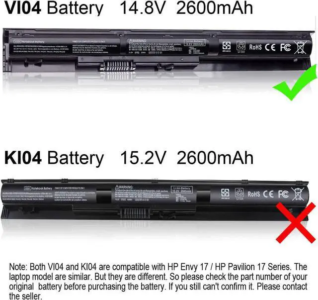 Alt view image 2 of 7 - 756743-001 V104 Battery for HP Pavilion 15-P 15-K 17-F 17-P 14T-V000 17T-K100 Series 15-p105ns 15-p030nr 15-p009ne 17-f113dx 17-f115dx 17-f023cl 15-k167cl ProBook 450 G2 756478-421 756478 756479-541