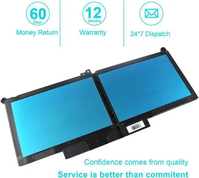 Alt view image 5 of 7 - F3YGT 7480 DM3WC Battery for Dell Latitude 7480 7390 7280 7290 7380 7490 E7280 E7480 E7490 12 7000 13 7000 14 7000 Series P73G P73G002 P29S002 ODM3WC DM6WC 2X39G KG7VF 451-BBYE 453-BBCF f3ygt 60WH