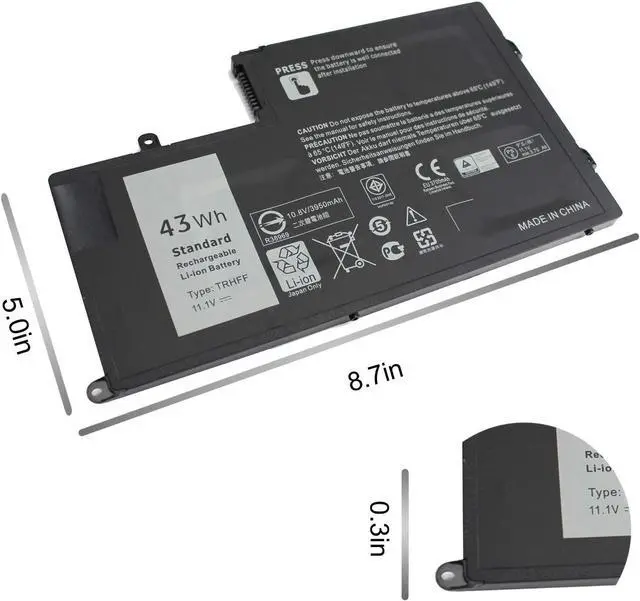 Alt view image 3 of 7 - 43WH TRHFF P39F P49G Notebook Battery for Dell Inspiron 15 5000 Series 15-5547 5547 5548 5545 5542 N5547 N5447 5447 5445 5448 i5547-3750sLV Latitude 14-3450 15-3550 0PD19 1V2F6 DL011307-PRR13G01 P51G