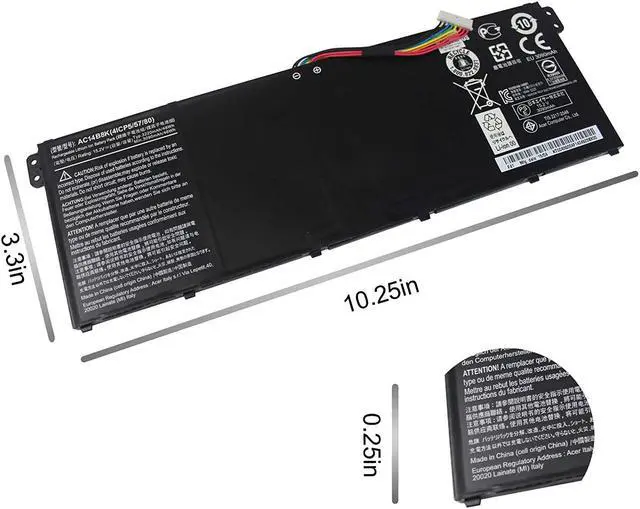 Alt view image 3 of 7 - AC14B8K Laptop Battery for Acer Aspire R5-471T R5-571T R5-571TG R5-571TG-7229 R7-371T N15W5 CB5-571 CB3-531 Swift 3 SF314-51 SF314-52 Nitro 5 AN515-51 AN515-52 AN515-53 Aspire 5 A515-51 4ICP5/57/80