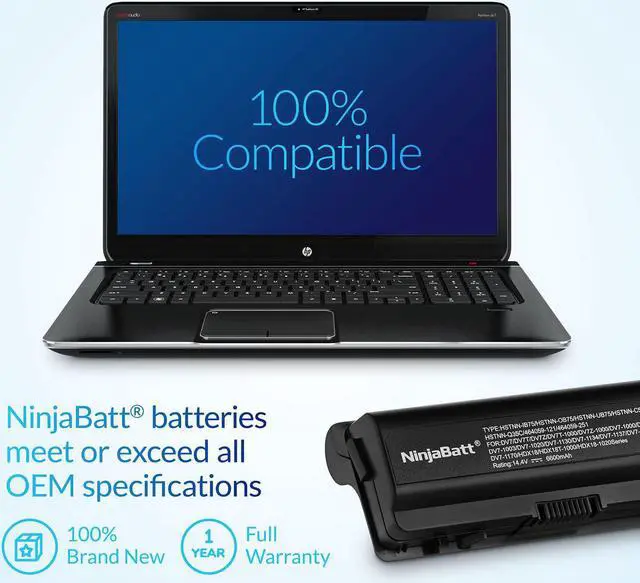 Alt view image 4 of 7 - NinjaBatt 12 Cells Battery for HP 593553-001 636631-001 593554-001 593550-001 MU12 593562-001 G62 CQ42 2000 G72 G7 G6 DM4 CQ56 CQ57 CQ62 HSTNN-Q62C G56 HSTNN-DB0W [Extended Life & Bigger Size]