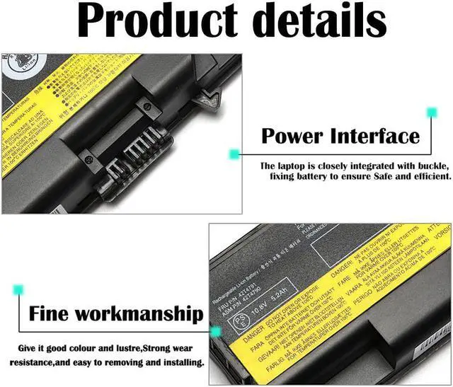 Alt view image 3 of 6 - New Replacement Laptop Battery for Lenovo ThinkPad T410 T510 T520 W510 W520 L412 L420 L512 SL410 SL510 50+ Battery fits P/N Lenovo 0A36303 42T4799 42T4751 42T4235 42T4753 42T4796