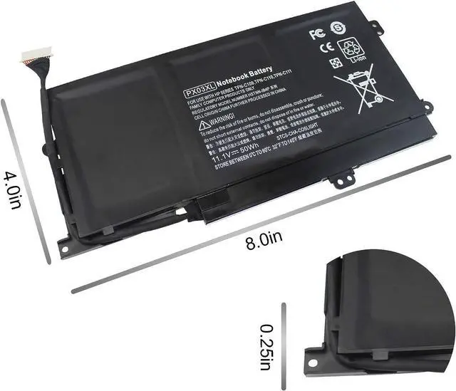 Alt view image 4 of 7 - PX03XL Notebook Battery for HP Envy 14 Touchsmart M6 M6-K M6-K125DX M6-K015DX M6-K025DX M6-K010DX M6-K022DX 14- K112NR 715050-001 714762-1C1 TPN-C109 TPN-C110 TPN-C111-12 Month Warranty