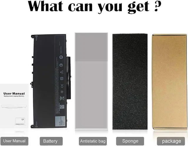 Alt view image 6 of 7 - J60J5 Laptop Battery for Dell Latitude E7270 E7470 Series Notebook P26S001 P61G001 R1V85 451-BBSX 451-BBSY 451-BBSU MC34Y 242WD PDNM2 0MC34Y 7.6V 55WH