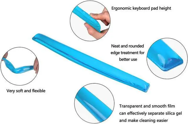 Alt view image 3 of 4 - Gel Keyboard Wrist Rest Set Plus - ABRONDA Keyboard & Mouse Wrist Support Pad Office, Computer, Laptop, Mac - Durable, Comfortable and Pain Relief- Blue Set