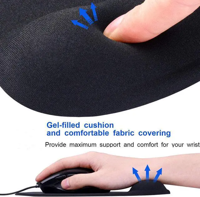 Alt view image 4 of 7 - JIKIOU 2 Pack Mouse Pad Ergonomic Mouse Pad with Gel Wrist Rest Support Comfortable Wrist Rest Mouse Pad with Non-Slip PU Base for Computer Laptop Home Office Travel Small Size 9 x 7.5 inch Black