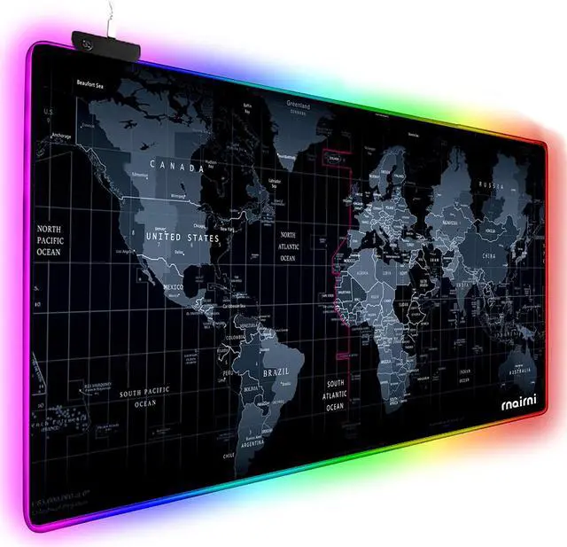 Main image of Extended RGB Gaming Mouse Pad Extra Large Gaming Mouse Mat for Gamer Waterproof Office DEST Mat with 10 Lighting Mode for PC Computer RGB Keyboard Mouse - 31.5 x 15 x 4mm(Map)
