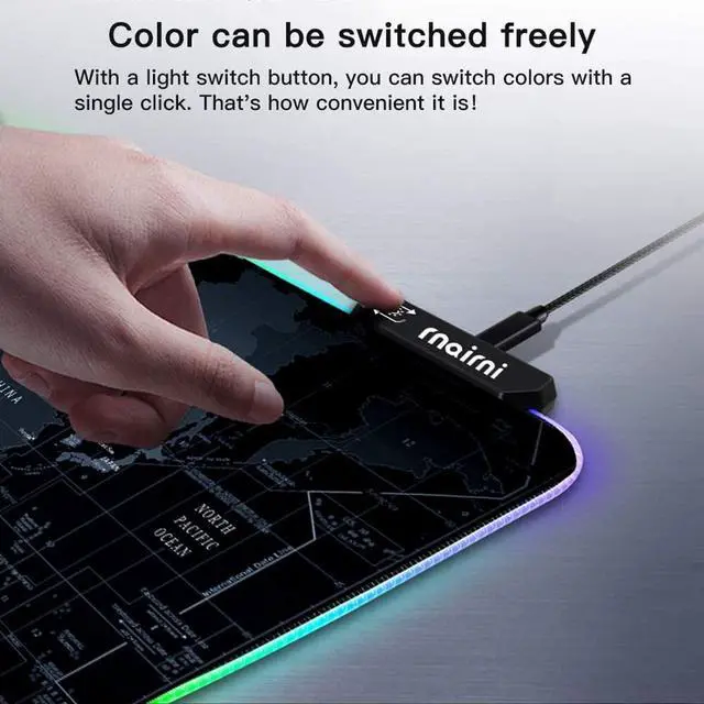 Alt view image 4 of 7 - Extended RGB Gaming Mouse Pad Extra Large Gaming Mouse Mat for Gamer Waterproof Office DEST Mat with 10 Lighting Mode for PC Computer RGB Keyboard Mouse - 31.5 x 15 x 4mm(Map)