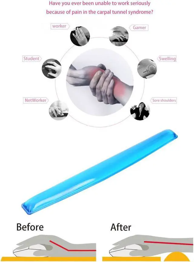 Alt view image 2 of 4 - Gel Keyboard Wrist Rest Set Plus - ABRONDA Keyboard & Mouse Wrist Support Pad Office, Computer, Laptop, Mac - Durable, Comfortable and Pain Relief- Blue Set